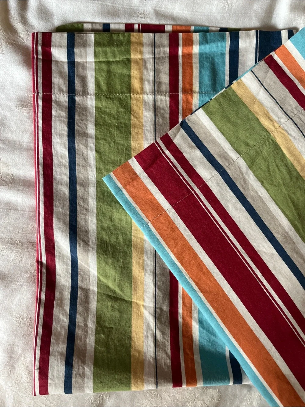 Set of 2 Pottery Barn 26” Square Cotton Pillow Covers – Multicolor Stripes